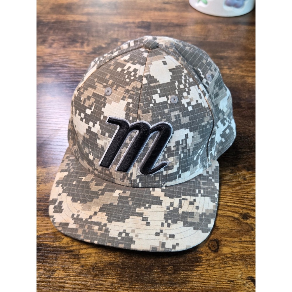 Marucci Digital Camo Baseball Hat Grey Tan A-Flex Fitted Cap Mens S/M Style II